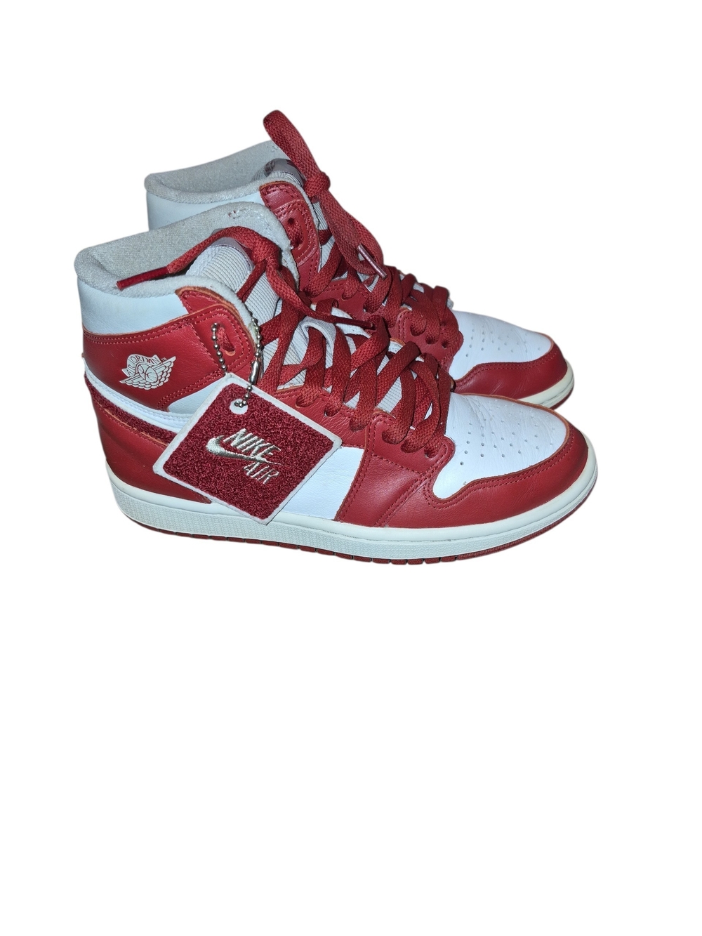 Nike White and Red High-Top Basketball Sneakers